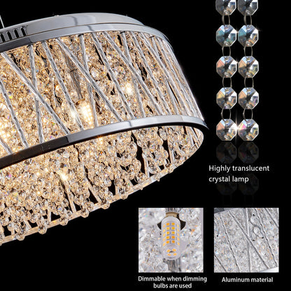 Modern Crystal Flush Mount Chandelier Ceiling Light Silver - 1st Choice Furniture Direct