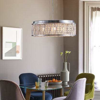 Modern Crystal Flush Mount Chandelier Ceiling Light Silver - 1st Choice Furniture Direct