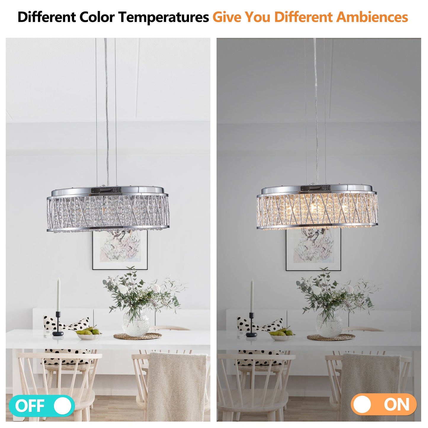Modern Crystal Flush Mount Chandelier Ceiling Light Silver - 1st Choice Furniture Direct