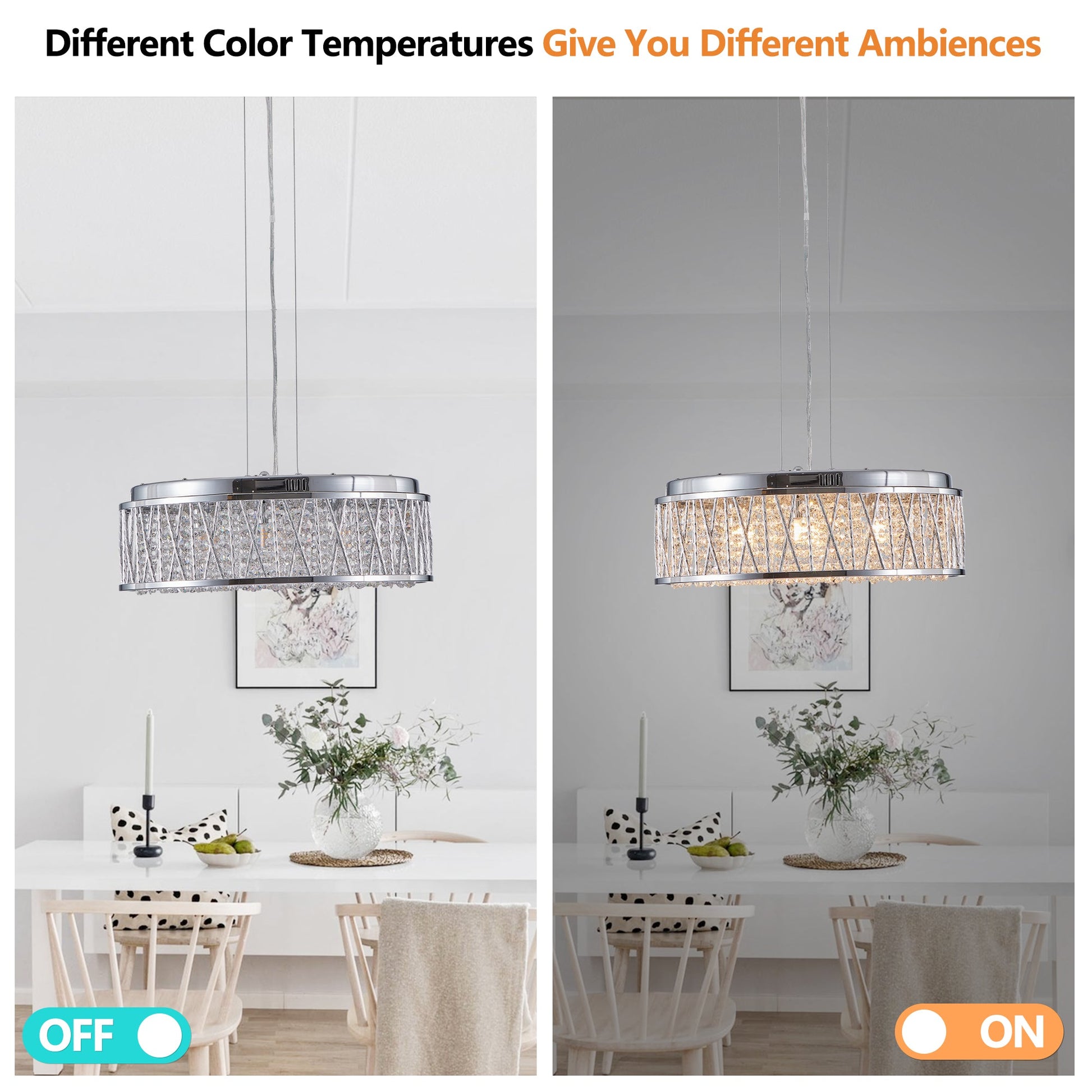 Modern Crystal Flush Mount Chandelier Ceiling Light Silver - 1st Choice Furniture Direct