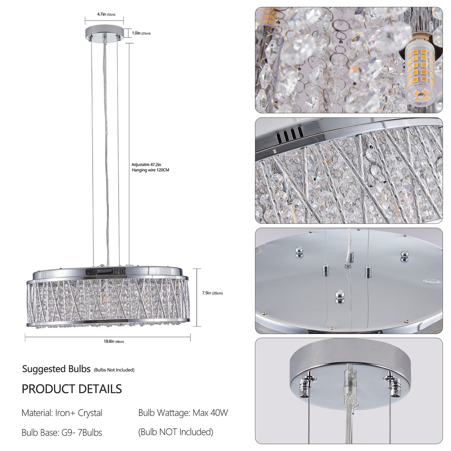Modern Crystal Flush Mount Chandelier Ceiling Light Silver - 1st Choice Furniture Direct