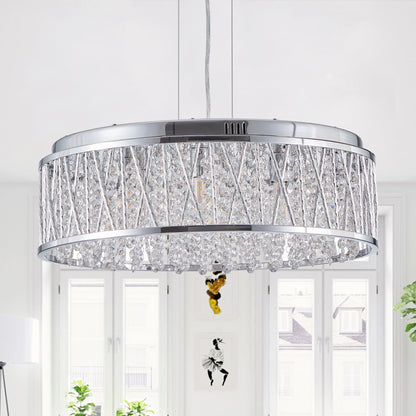 Modern Crystal Flush Mount Chandelier Ceiling Light Silver - 1st Choice Furniture Direct
