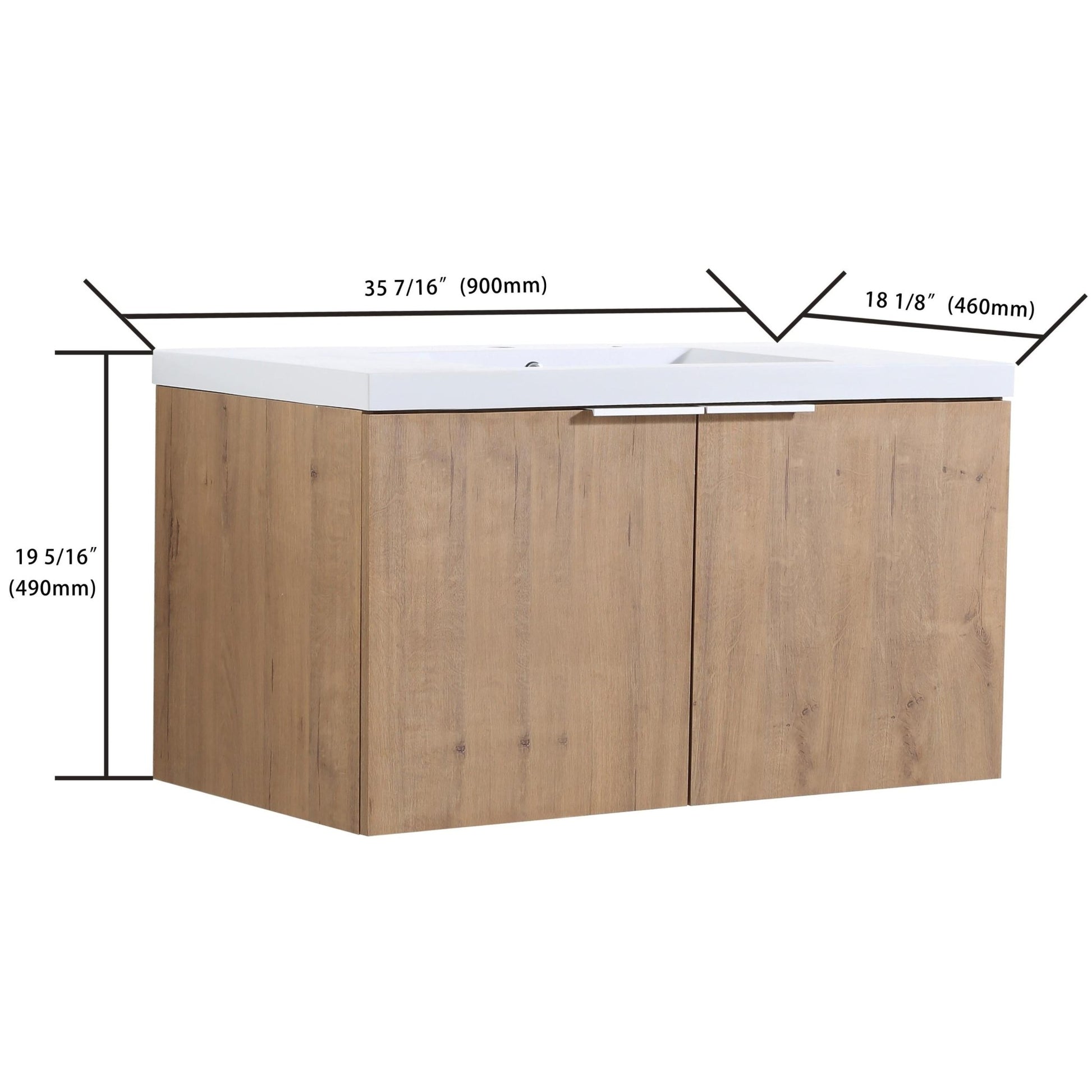 Modern Design 36 Inch Float Mounting Bathroom Vanity With Sink Soft Close Door,2 Doors - 00636 IMO(KD - Packing) - 1st Choice Furniture Direct