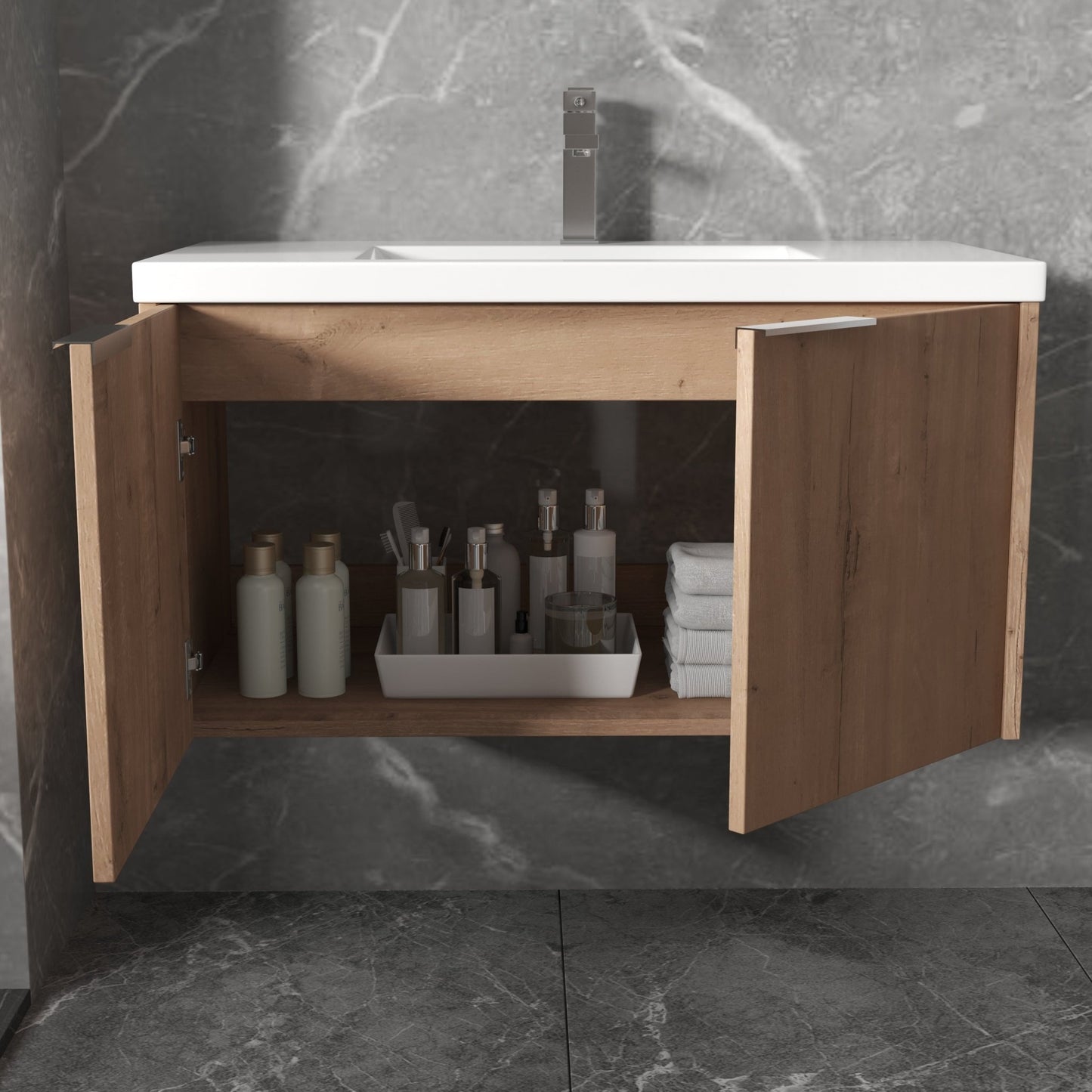 Modern Design 36 Inch Float Mounting Bathroom Vanity With Sink Soft Close Door,2 Doors - 00636 IMO(KD - Packing) - 1st Choice Furniture Direct