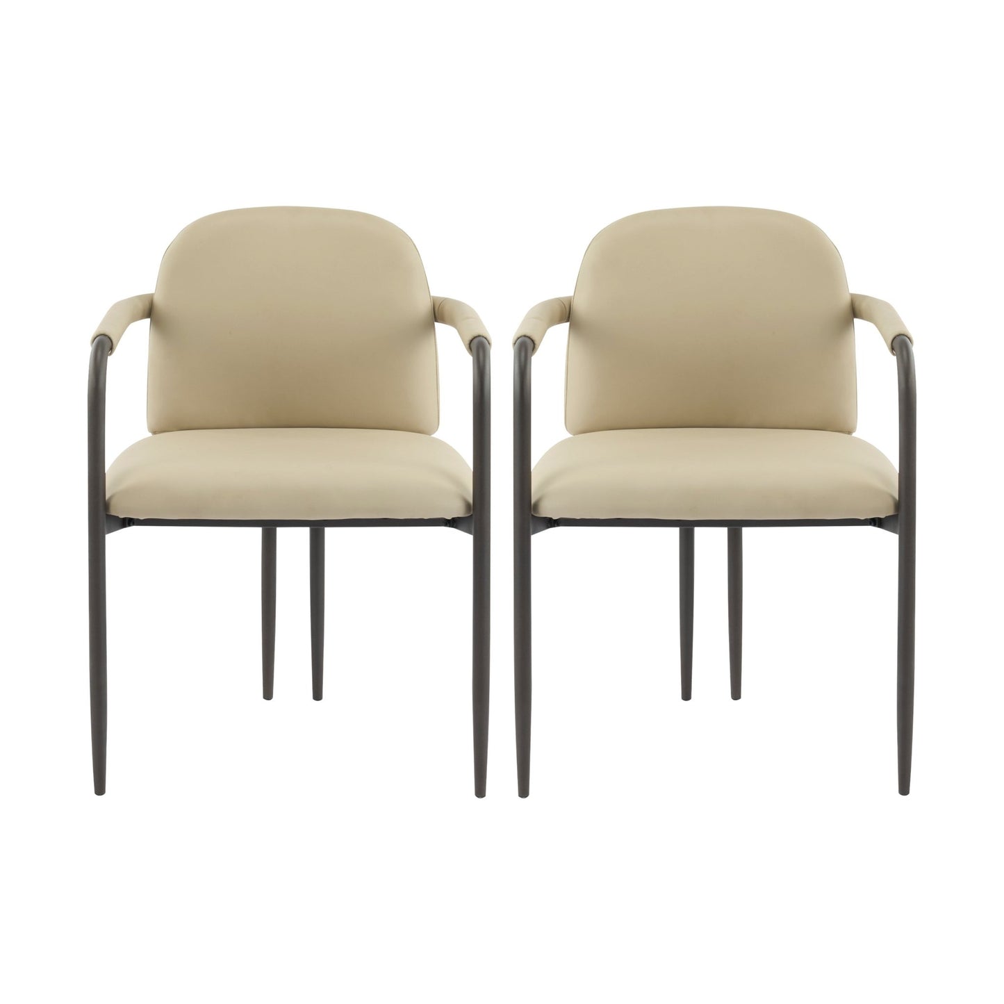 Modern Dining Chair Set of 2 with Iron Frame in Espresso and Khaki - 1st Choice Furniture Direct