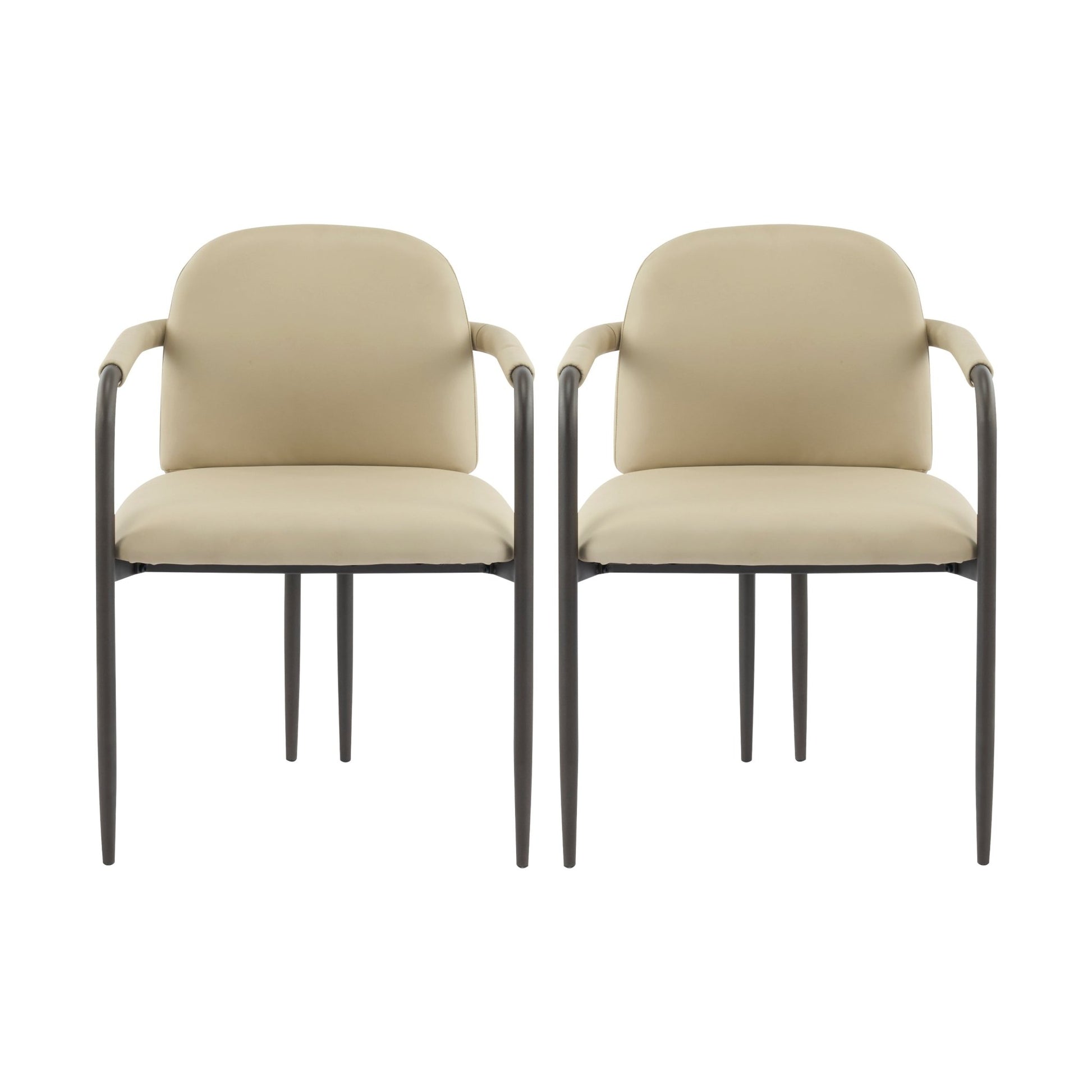 Modern Dining Chair Set of 2 with Iron Frame in Espresso and Khaki - 1st Choice Furniture Direct