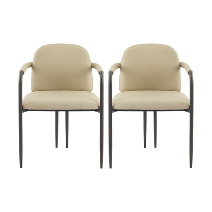 Modern Dining Chair Set of 2 with Iron Frame in Espresso and Khaki - 1st Choice Furniture Direct