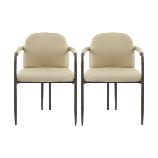 Modern Dining Chair Set of 2 with Iron Frame in Espresso and Khaki - 1st Choice Furniture Direct