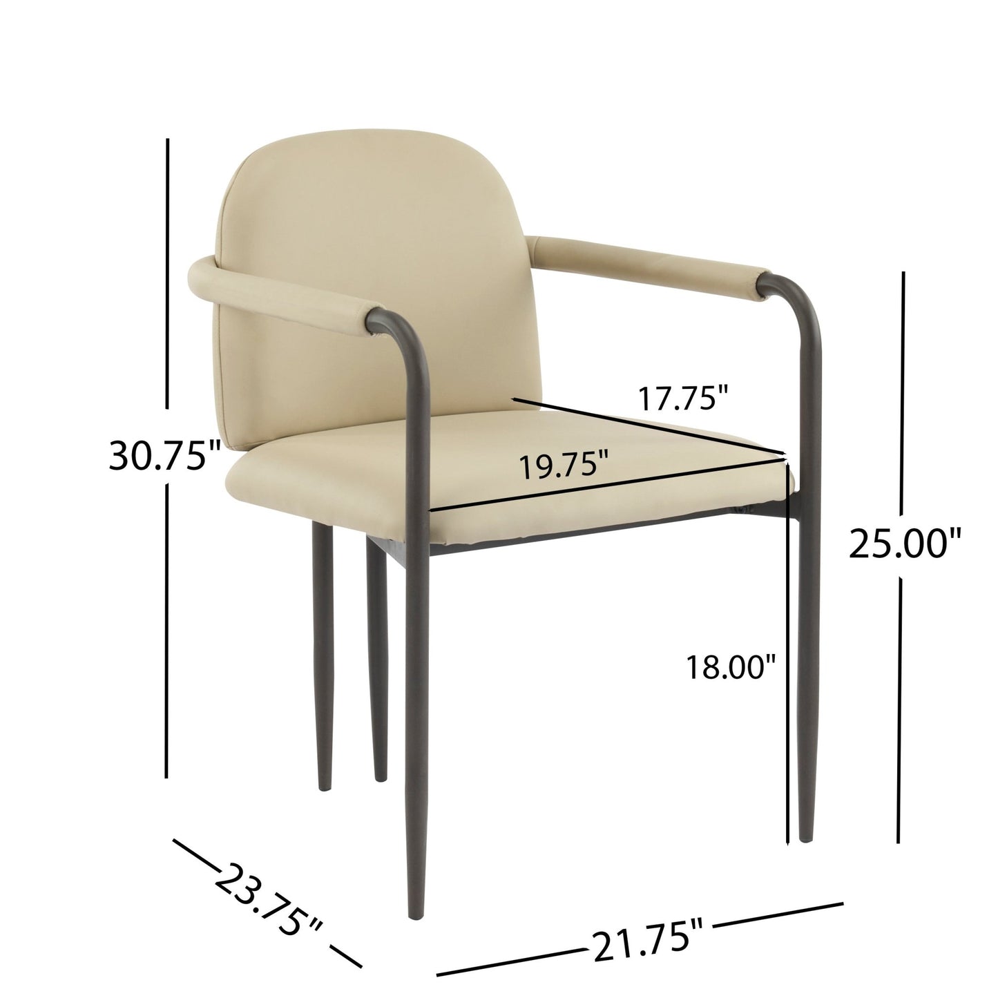 Modern Dining Chair Set of 2 with Iron Frame in Espresso and Khaki - 1st Choice Furniture Direct