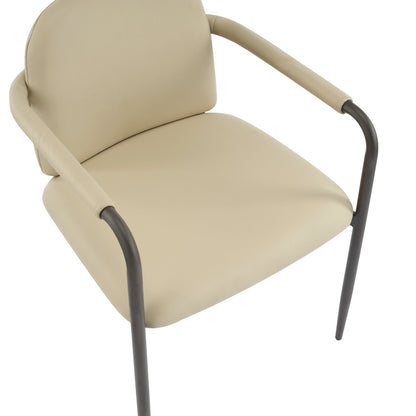 Modern Dining Chair Set of 2 with Iron Frame in Espresso and Khaki - 1st Choice Furniture Direct
