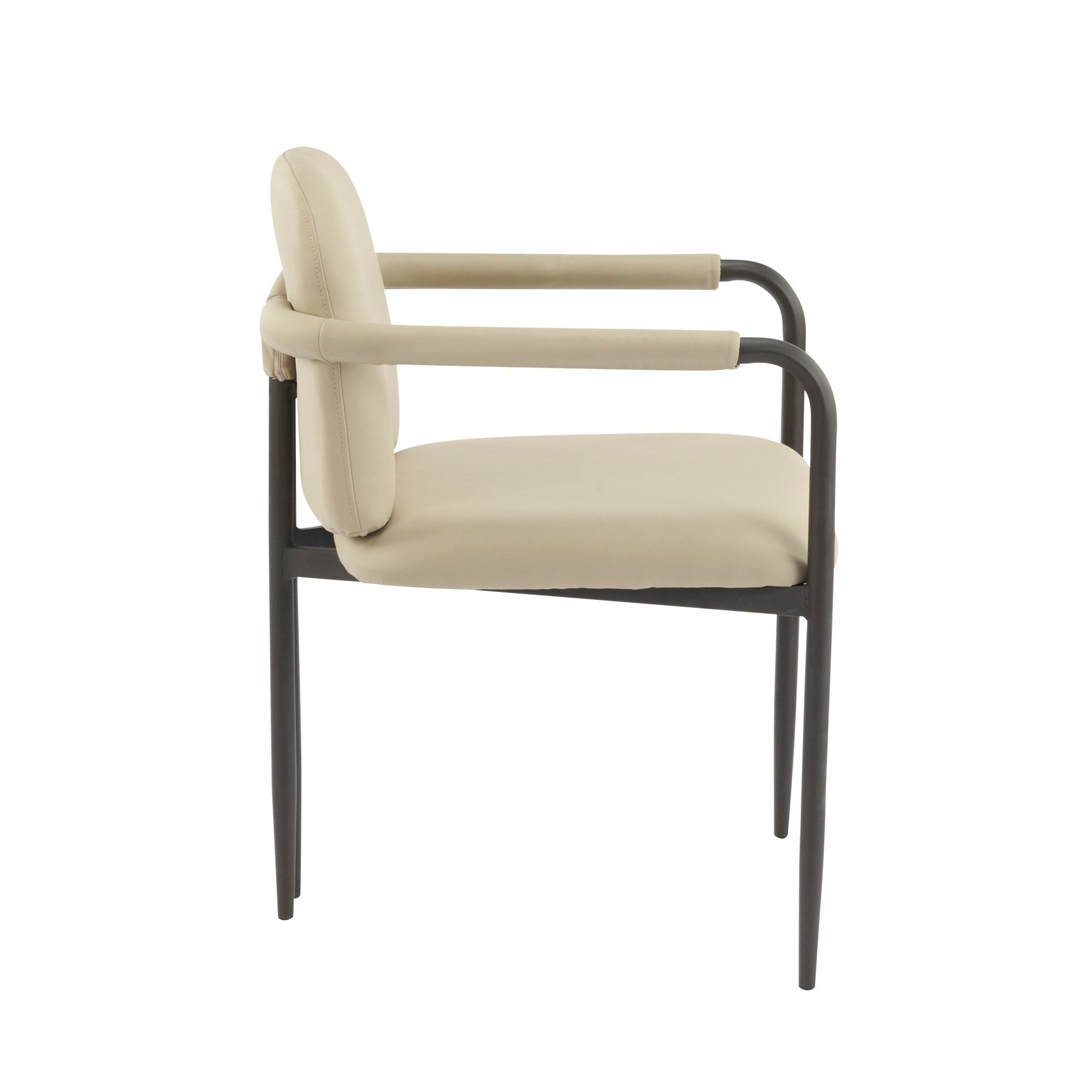 Modern Dining Chair Set of 2 with Iron Frame in Espresso and Khaki - 1st Choice Furniture Direct