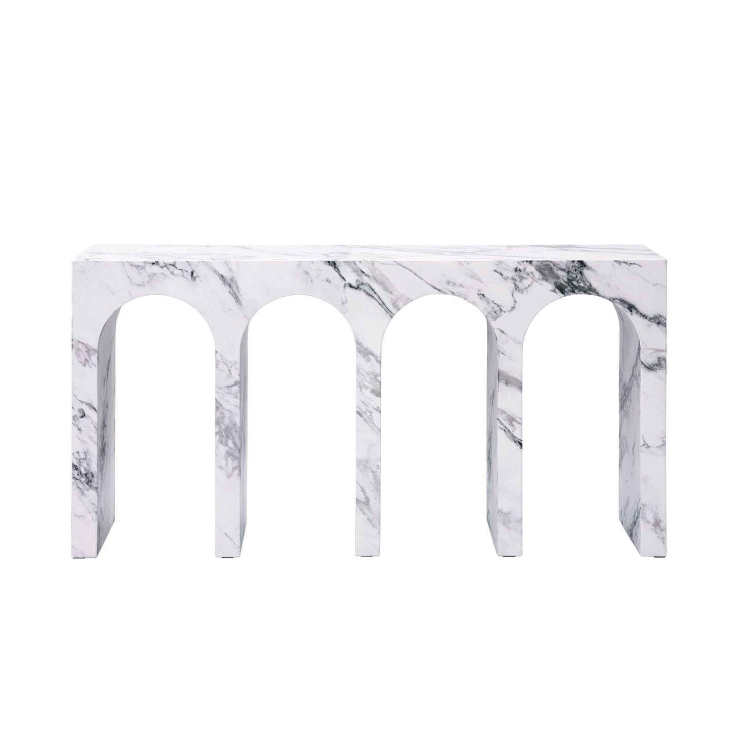 Modern Engineered Stone Console Table with Marble Finish - 1st Choice Furniture Direct