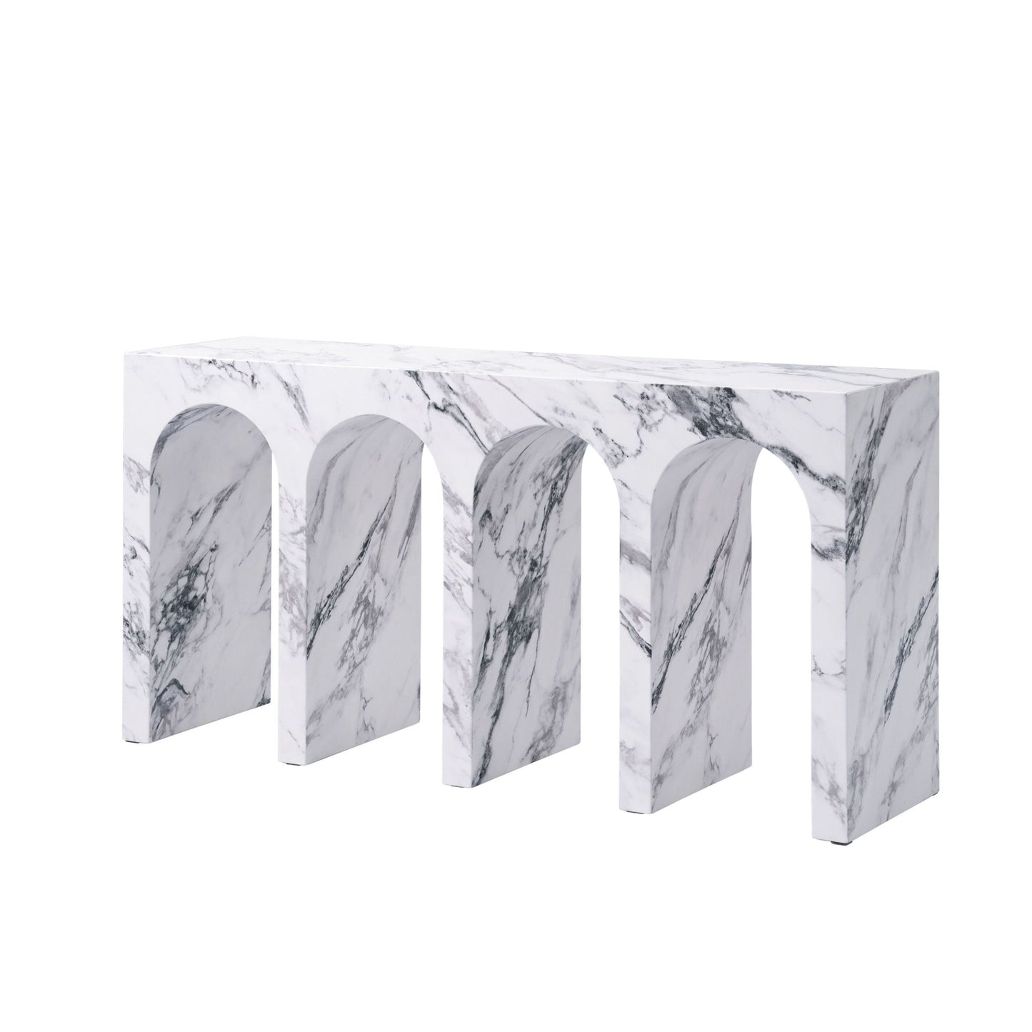 Modern Engineered Stone Console Table with Marble Finish - 1st Choice Furniture Direct