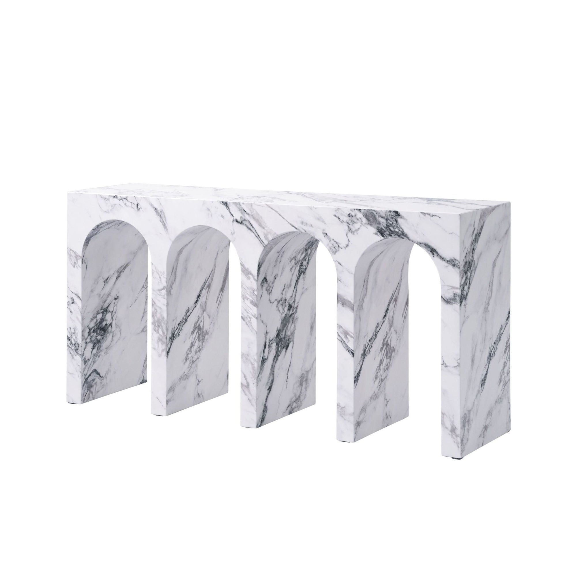 Modern Engineered Stone Console Table with Marble Finish - 1st Choice Furniture Direct