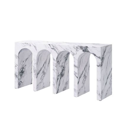 Modern Engineered Stone Console Table with Marble Finish - 1st Choice Furniture Direct
