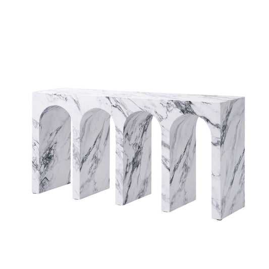 Modern Engineered Stone Console Table with Marble Finish - 1st Choice Furniture Direct