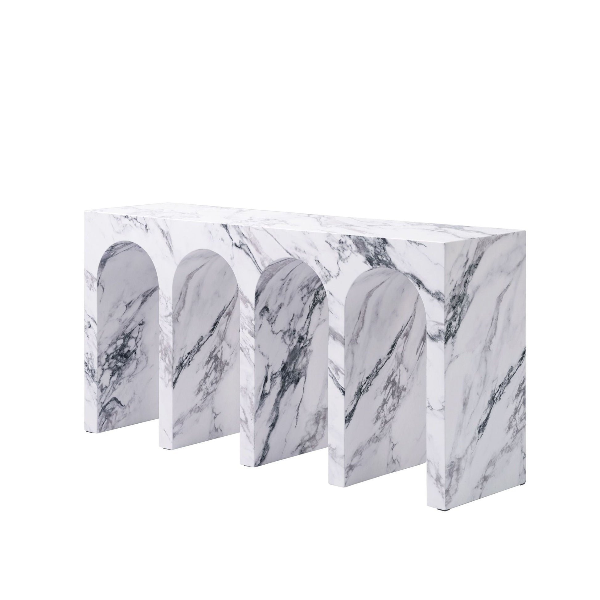 Modern Engineered Stone Console Table with Marble Finish - 1st Choice Furniture Direct