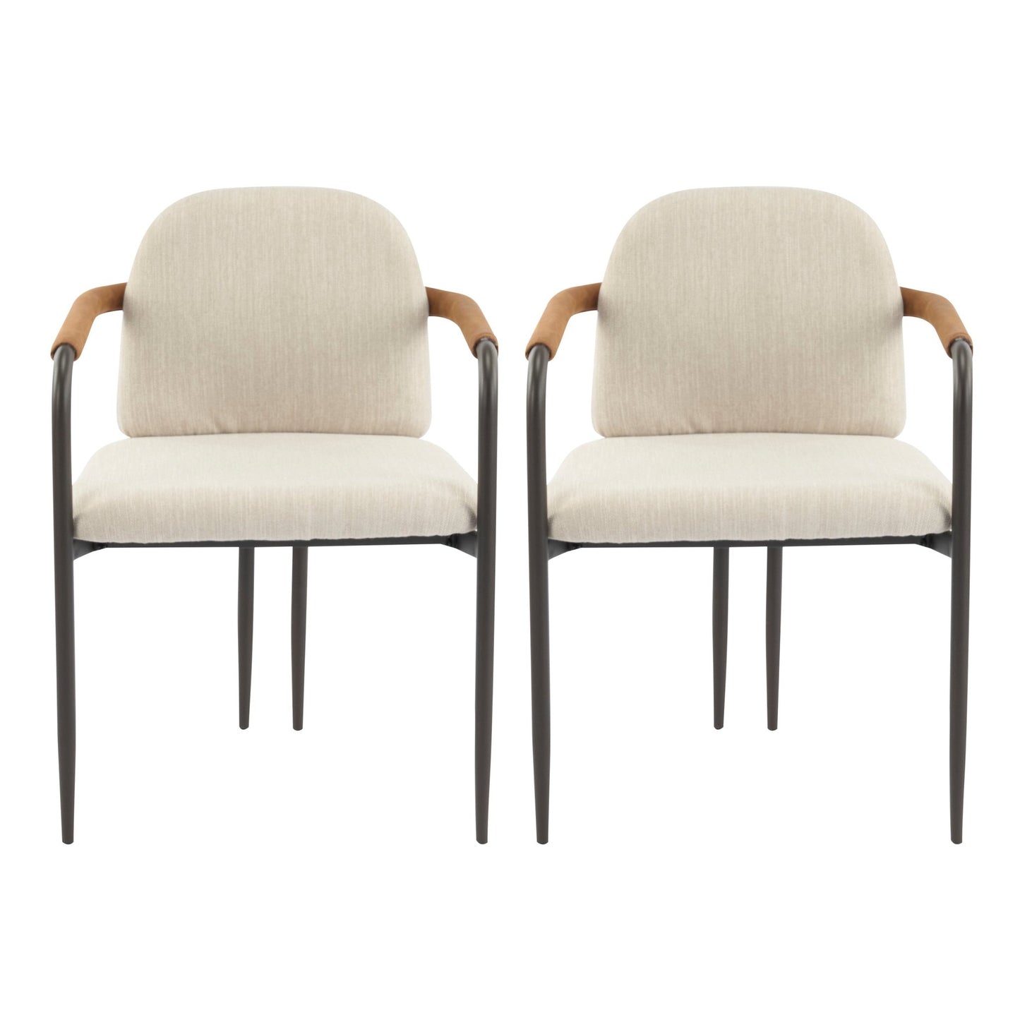 Modern Espresso and Beige Dining Chair Set with Durable Iron Frame and Comfortable Fabric Upholstery - 1st Choice Furniture Direct