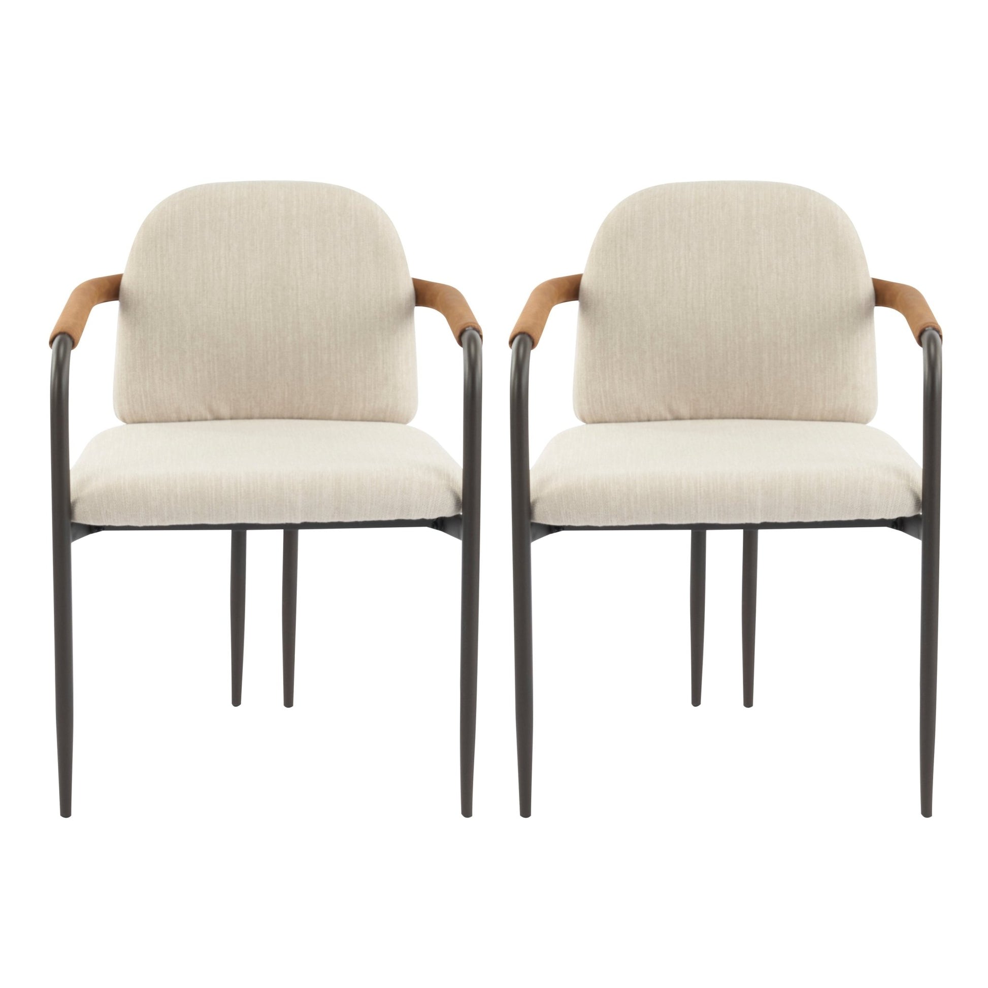 Modern Espresso and Beige Dining Chair Set with Durable Iron Frame and Comfortable Fabric Upholstery - 1st Choice Furniture Direct