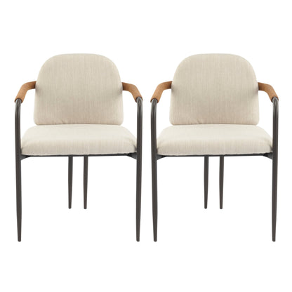 Modern Espresso and Beige Dining Chair Set with Durable Iron Frame and Comfortable Fabric Upholstery - 1st Choice Furniture Direct