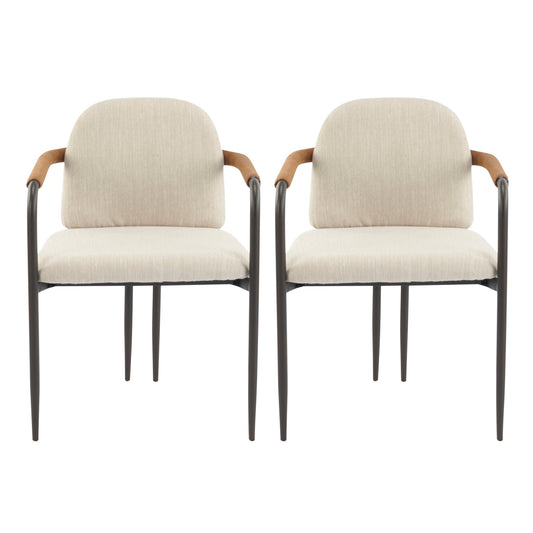 Modern Espresso and Beige Dining Chair Set with Durable Iron Frame and Comfortable Fabric Upholstery - 1st Choice Furniture Direct