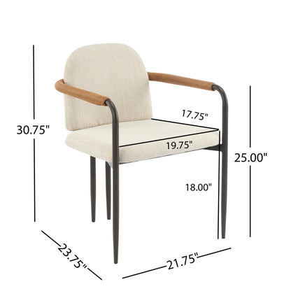 Modern Espresso and Beige Dining Chair Set with Durable Iron Frame and Comfortable Fabric Upholstery - 1st Choice Furniture Direct
