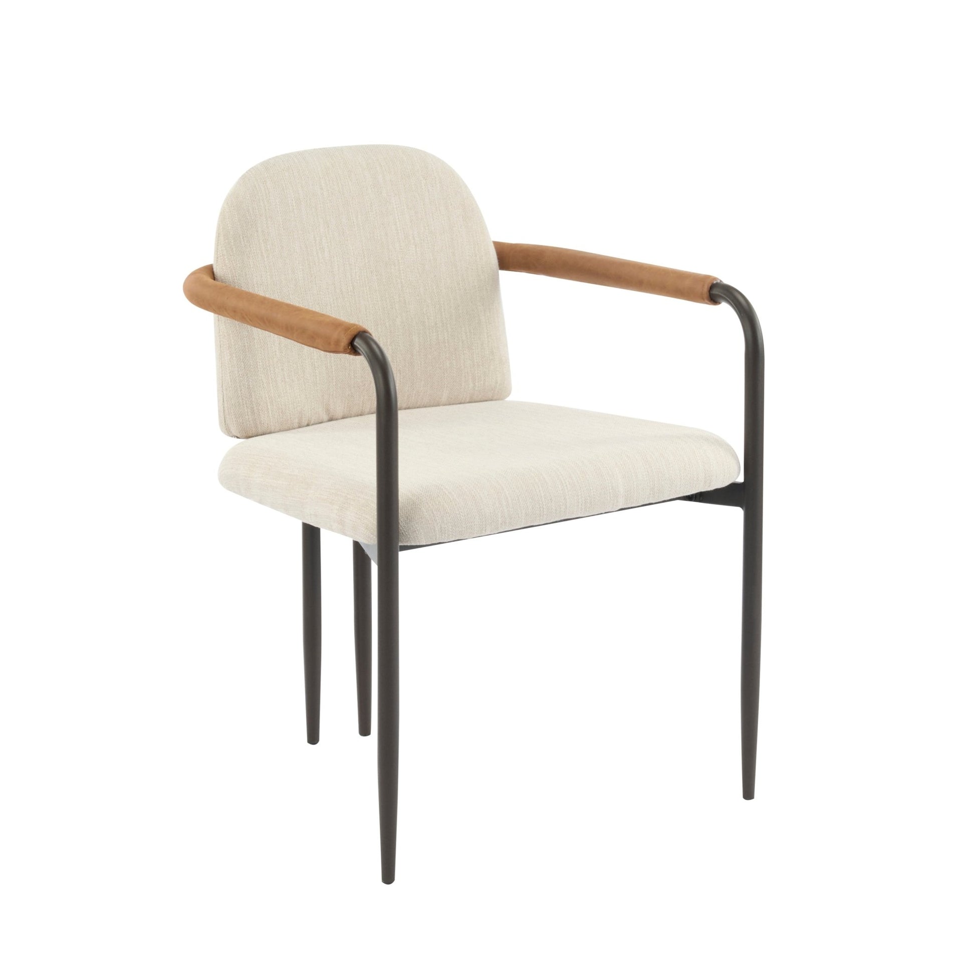 Modern Espresso and Beige Dining Chair Set with Durable Iron Frame and Comfortable Fabric Upholstery - 1st Choice Furniture Direct