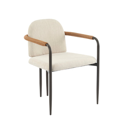 Modern Espresso and Beige Dining Chair Set with Durable Iron Frame and Comfortable Fabric Upholstery - 1st Choice Furniture Direct