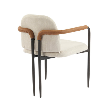 Modern Espresso and Beige Dining Chair Set with Durable Iron Frame and Comfortable Fabric Upholstery - 1st Choice Furniture Direct