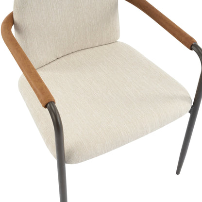 Modern Espresso and Beige Dining Chair Set with Durable Iron Frame and Comfortable Fabric Upholstery - 1st Choice Furniture Direct