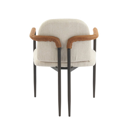 Modern Espresso and Beige Dining Chair Set with Durable Iron Frame and Comfortable Fabric Upholstery - 1st Choice Furniture Direct