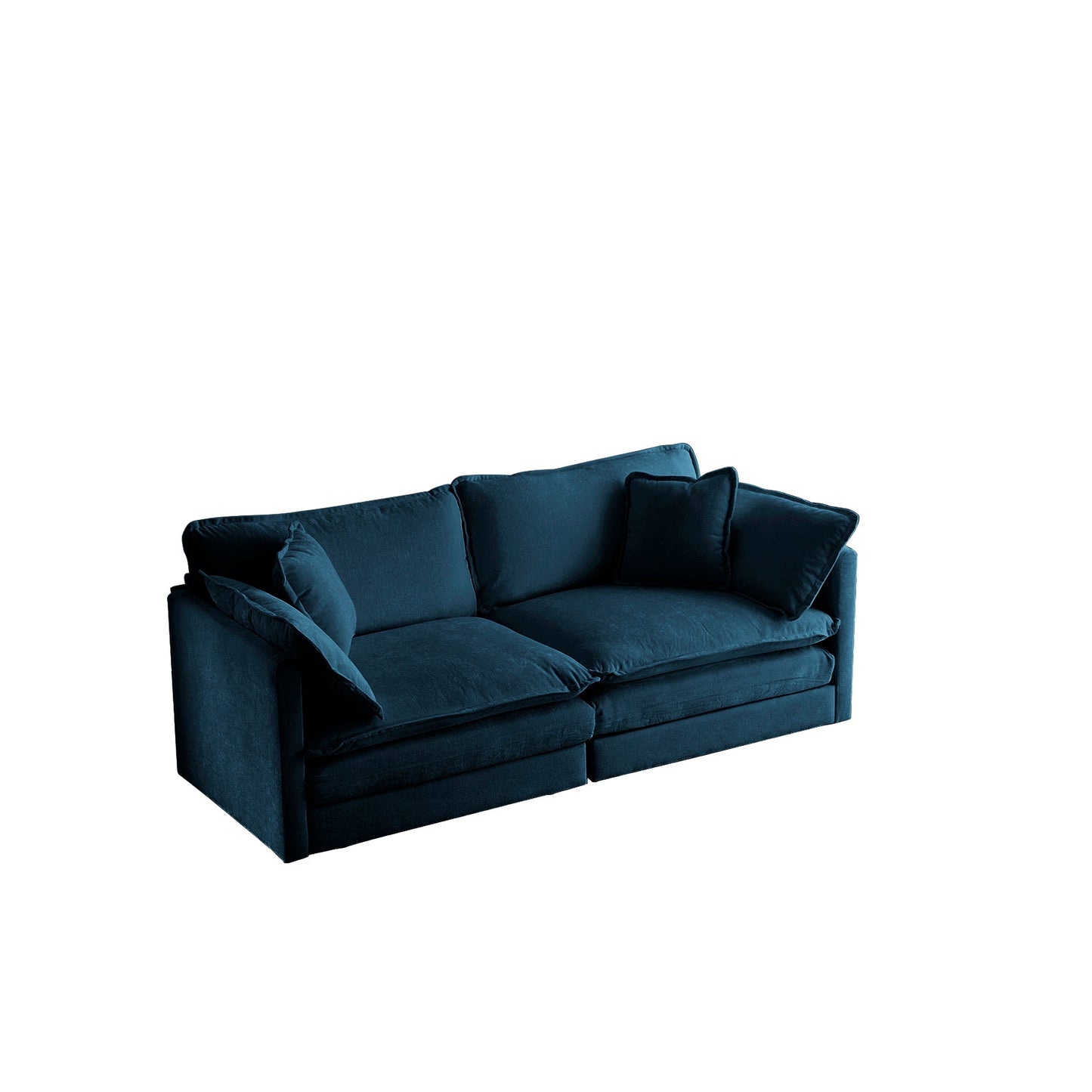 Modern Fabric Loveseat Sofa Couch for Living Room, Upholstered Large Size Deep Seat 2 - Seat Sofa with 4 Pillows ,Blue Chenille - 1st Choice Furniture Direct