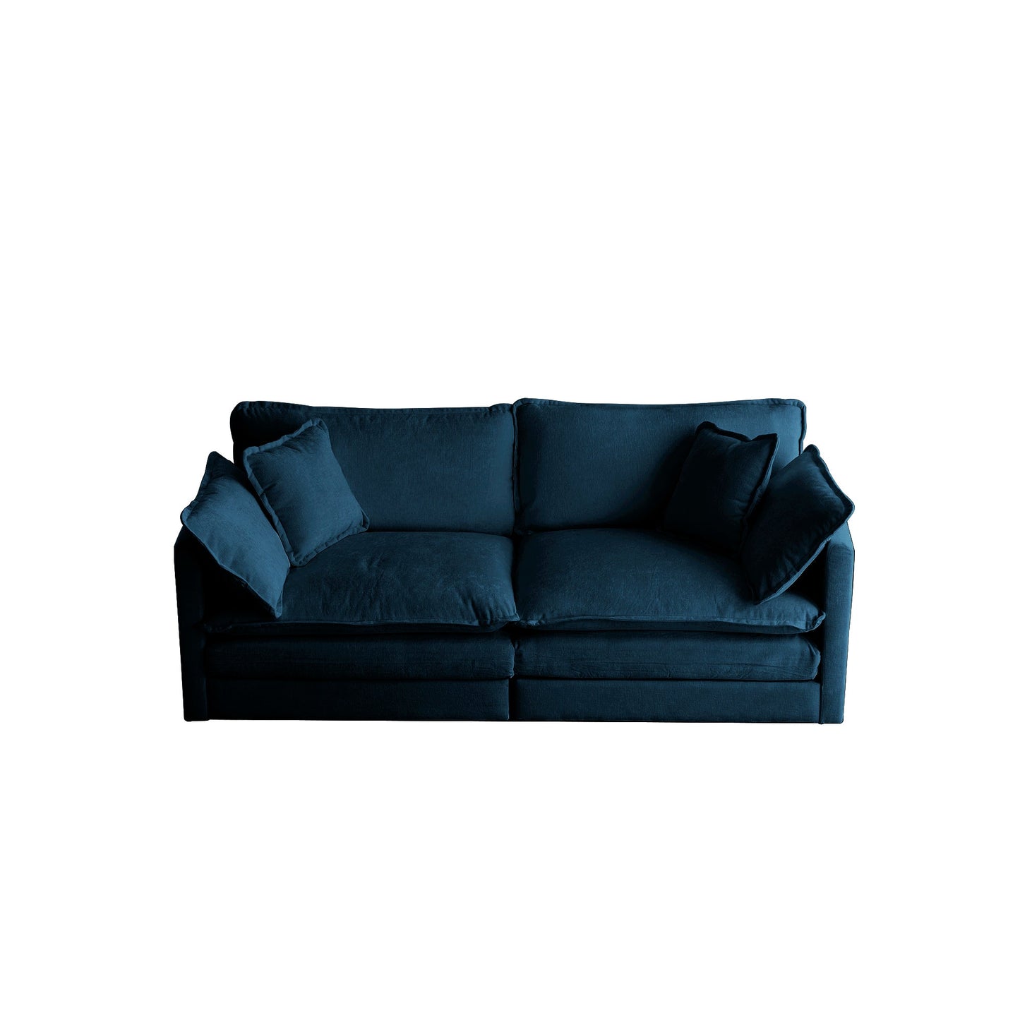 Modern Fabric Loveseat Sofa Couch for Living Room, Upholstered Large Size Deep Seat 2 - Seat Sofa with 4 Pillows ,Blue Chenille - 1st Choice Furniture Direct