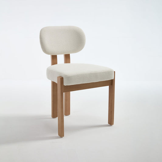 Modern Farmhouse Dining Chairs Set of 2 in Beige, Fabric Upholstered Wooden Kitchen Chairs with Ergonomic Backrest and Adjustable Feet, Rubber Wood Frame - 1st Choice Furniture Direct