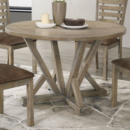 Modern Farmhouse Round Dining Table 45.7inch Solid Wood Rubberwood Antique Finishing Rustic Look Distressed Look Wire Brushed for 4 seaters - 1st Choice Furniture Direct