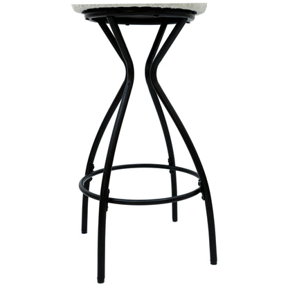 Modern Floral Print Counter Height Bar Stool Set with Footrest, Black & White Upholstered Design, 29 Inches - 1st Choice Furniture Direct