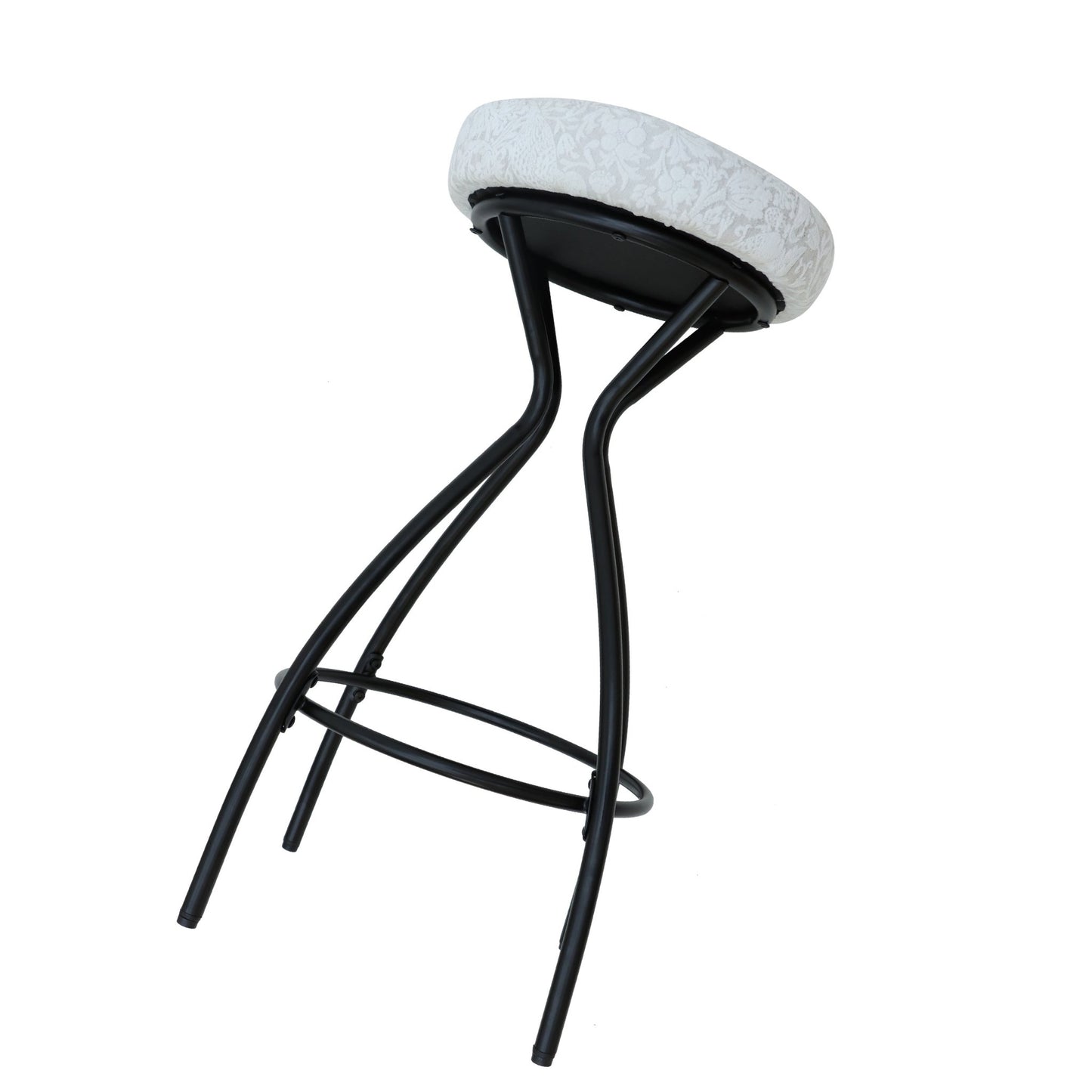 Modern Floral Print Counter Height Bar Stool Set with Footrest, Black & White Upholstered Design, 29 Inches - 1st Choice Furniture Direct
