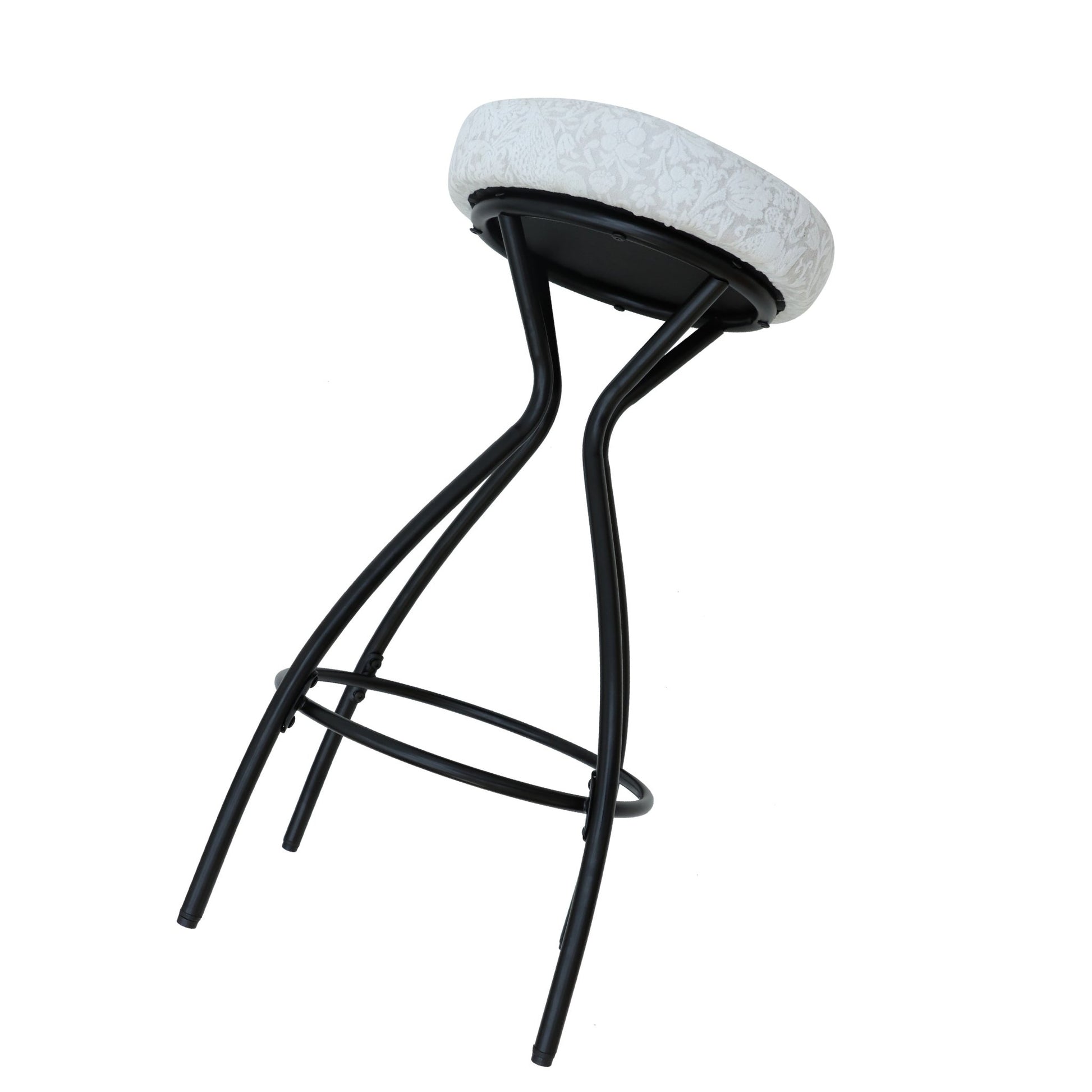 Modern Floral Print Counter Height Bar Stool Set with Footrest, Black & White Upholstered Design, 29 Inches - 1st Choice Furniture Direct