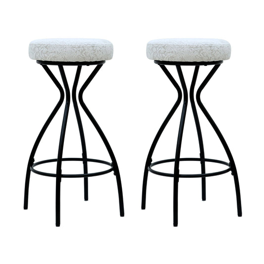 Modern Floral Print Counter Height Bar Stool Set with Footrest, Black & White Upholstered Design, 29 Inches - 1st Choice Furniture Direct