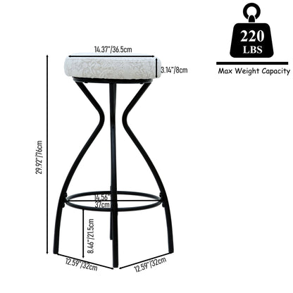 Modern Floral Print Counter Height Bar Stool Set with Footrest, Black & White Upholstered Design, 29 Inches - 1st Choice Furniture Direct