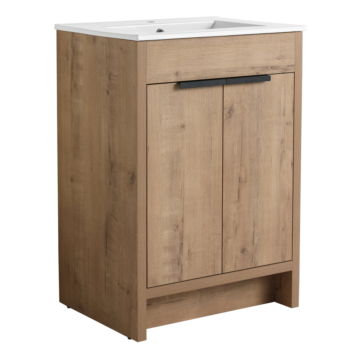 Modern Freestanding Bathroom Vanity with Ceramic Sink – Imitative Oak - 1st Choice Furniture Direct