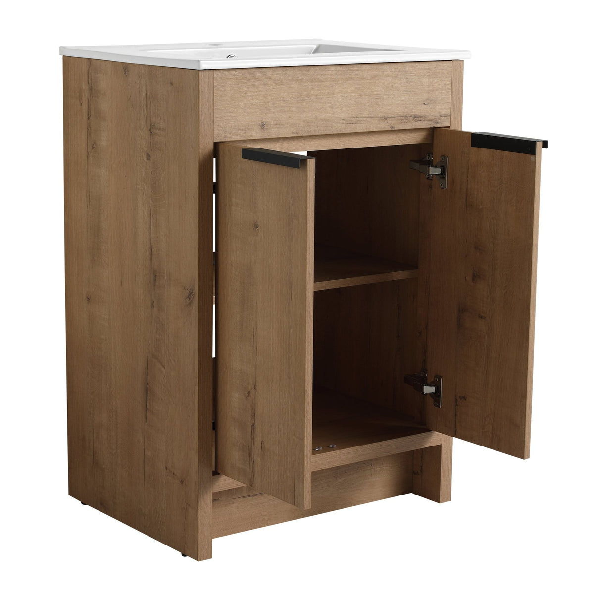 Modern Freestanding Bathroom Vanity with Ceramic Sink – Imitative Oak - 1st Choice Furniture Direct