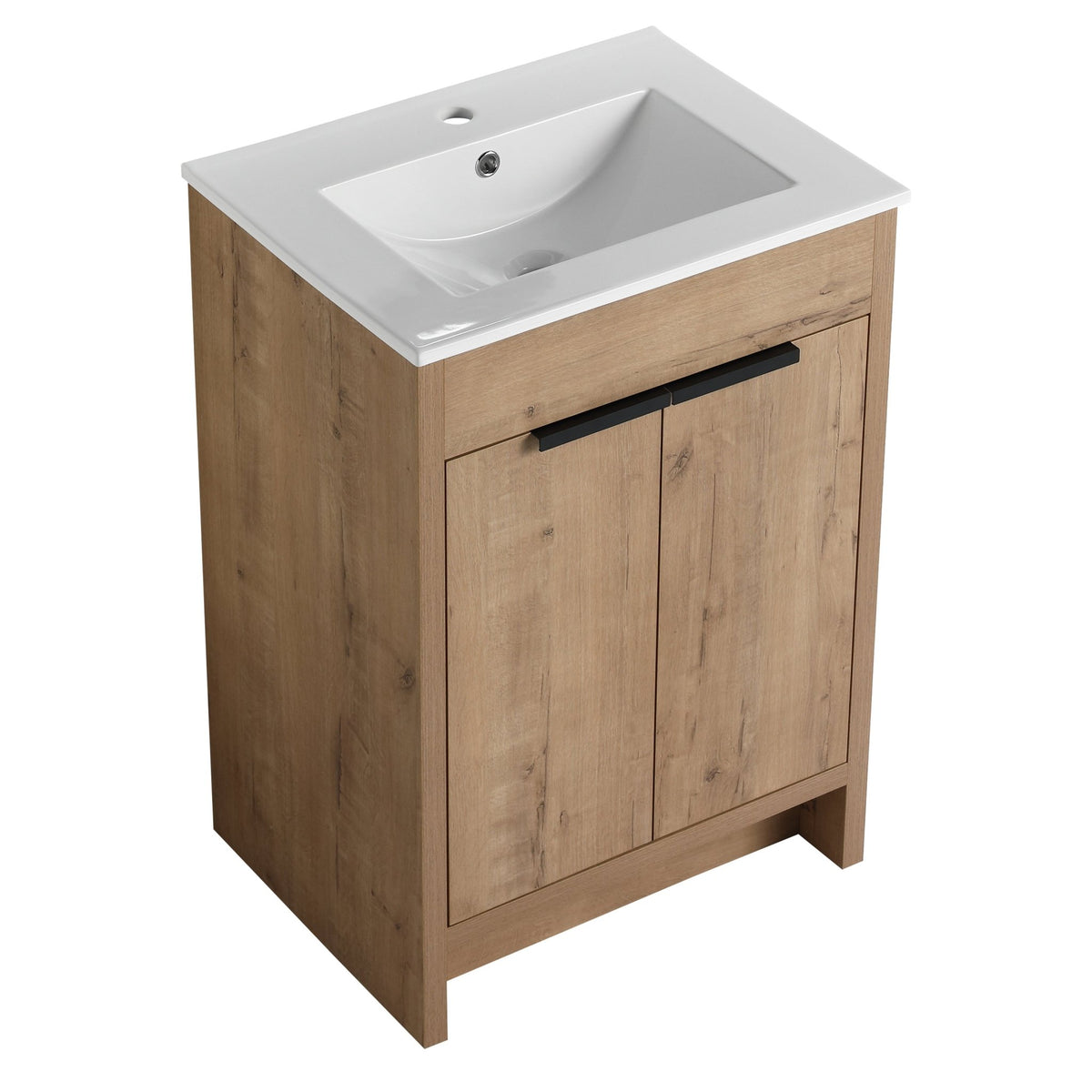 Modern Freestanding Bathroom Vanity with Ceramic Sink – Imitative Oak - 1st Choice Furniture Direct