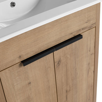 Modern Freestanding Bathroom Vanity with Ceramic Sink – Imitative Oak - 1st Choice Furniture Direct