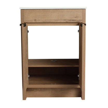 Modern Freestanding Bathroom Vanity with Ceramic Sink – Imitative Oak - 1st Choice Furniture Direct