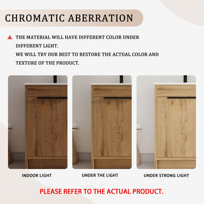 Modern Freestanding Bathroom Vanity with Ceramic Sink – Imitative Oak - 1st Choice Furniture Direct