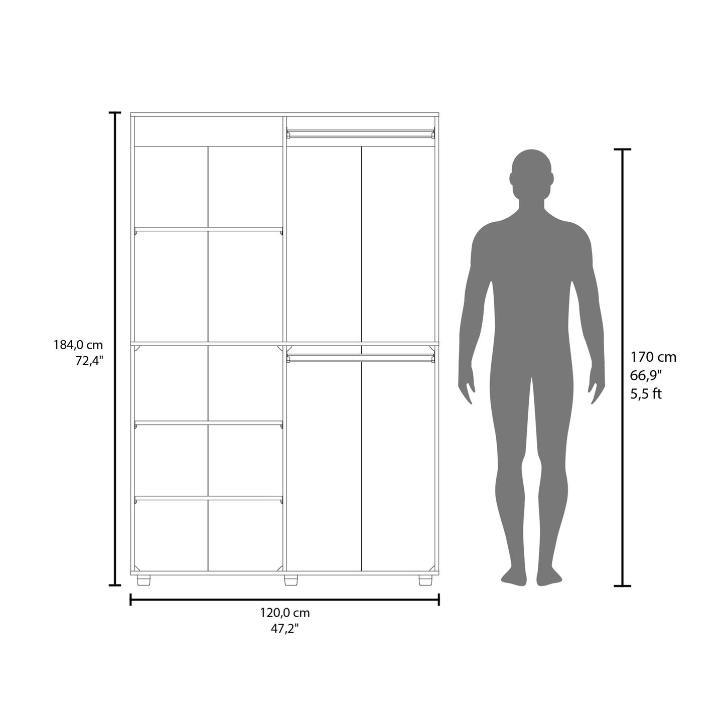 Modern Freestanding Wardrobe Closet – White & Mahogany MDF Storage Cabinet - 1st Choice Furniture Direct