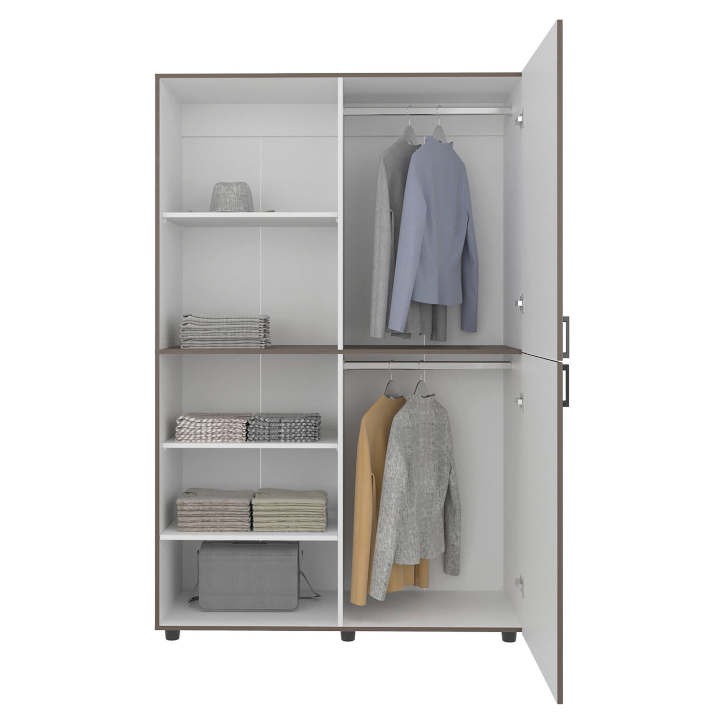 Modern Freestanding Wardrobe Closet – White & Mahogany MDF Storage Cabinet - 1st Choice Furniture Direct