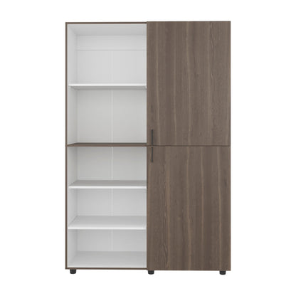 Modern Freestanding Wardrobe Closet – White & Mahogany MDF Storage Cabinet - 1st Choice Furniture Direct