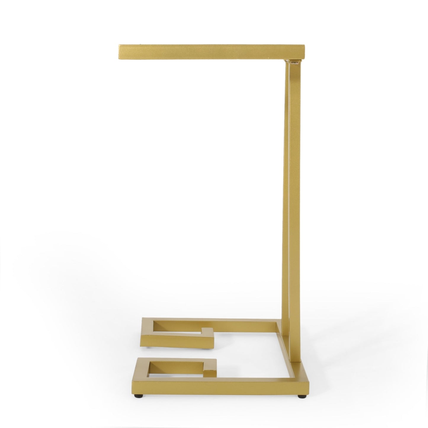 Modern Glam C - Shaped End Table with Tempered Glass Top in Gold Iron Frame - 1st Choice Furniture Direct